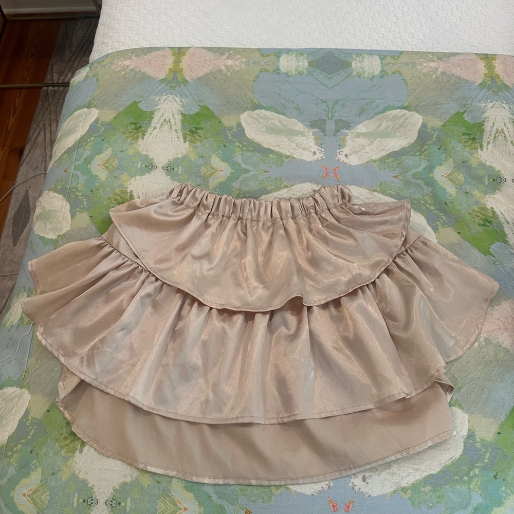 Silk Gold Ruffle Koch Mini Skirt
